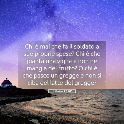 Picture 05 - 1 Corinzi 9:7 RIV - Chi è mai che fa il soldato a sue proprie spese? - Bible Verse Picture