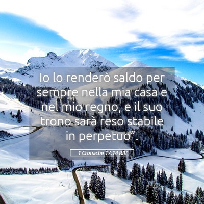 Picture 05 - 1 Cronache 17:14 RIV - Io lo renderò saldo per sempre nella mia casa e - Bible Verse Picture