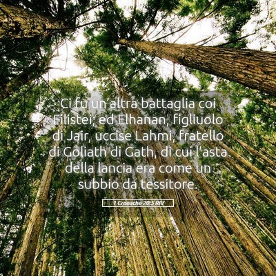 Picture 05 - 1 Cronache 20:5 RIV - Ci fu un’altra battaglia coi Filistei; ed - Bible Verse Picture