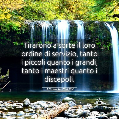 Picture 05 - 1 Cronache 25:8 RIV - Tirarono a sorte il loro ordine di servizio, - Bible Verse Picture