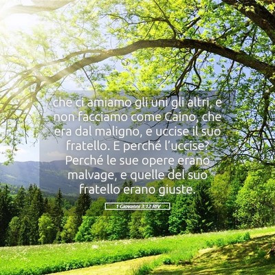 Picture 05 - 1 Giovanni 3:12 RIV - che ci amiamo gli uni gli altri, e non facciamo - Bible Verse Picture