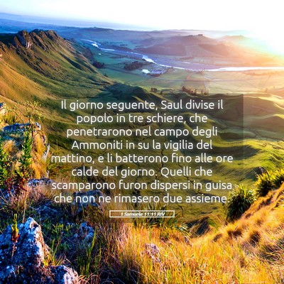 Picture 05 - 1 Samuele 11:11 RIV - Il giorno seguente, Saul divise il popolo in tre - Bible Verse Picture