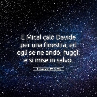 Picture 05 - 1 Samuele 19:12 RIV - E Mical calò Davide per una finestra; ed egli se - Bible Verse Picture