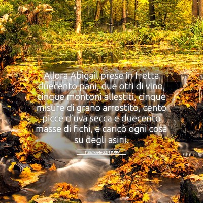 Picture 05 - 1 Samuele 25:18 RIV - Allora Abigail prese in fretta duecento pani, due - Bible Verse Picture