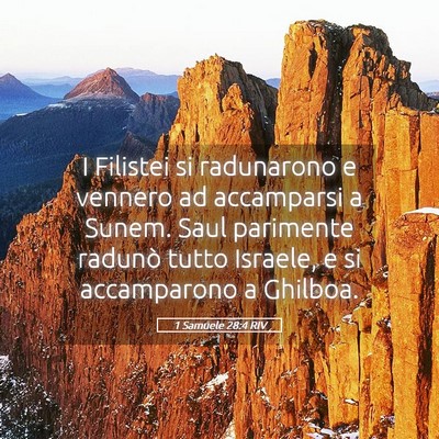 Picture 05 - 1 Samuele 28:4 RIV - I Filistei si radunarono e vennero ad accamparsi - Bible Verse Picture