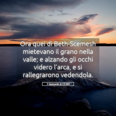 Picture 05 - 1 Samuele 6:13 RIV - Ora quei di Beth-Scemesh mietevano il grano nella - Bible Verse Picture