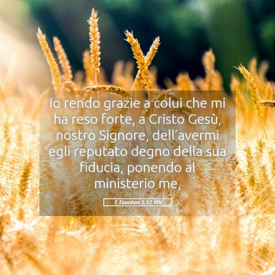 Picture 05 - 1 Timoteo 1:12 RIV - Io rendo grazie a colui che mi ha reso forte, a - Bible Verse Picture