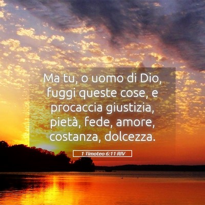 Picture 05 - 1 Timoteo 6:11 RIV - Ma tu, o uomo di Dio, fuggi queste cose, e - Bible Verse Picture