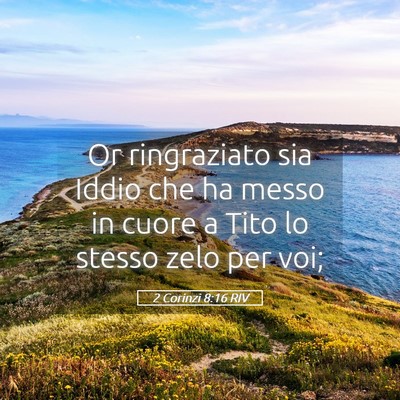 Picture 05 - 2 Corinzi 8:16 RIV - Or ringraziato sia Iddio che ha messo in cuore a - Bible Verse Picture