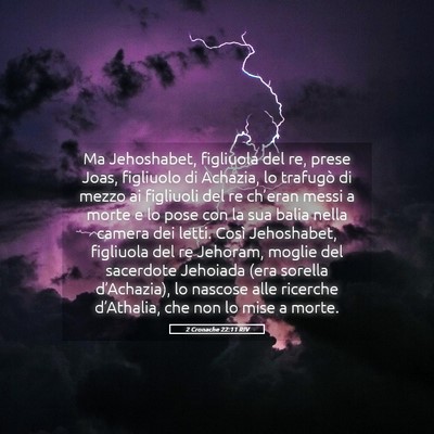 Picture 05 - 2 Cronache 22:11 RIV - Ma Jehoshabet, figliuola del re, prese Joas, - Bible Verse Picture