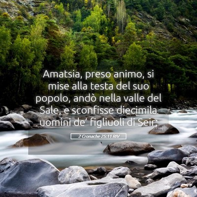 Picture 05 - 2 Cronache 25:11 RIV - Amatsia, preso animo, si mise alla testa del suo - Bible Verse Picture