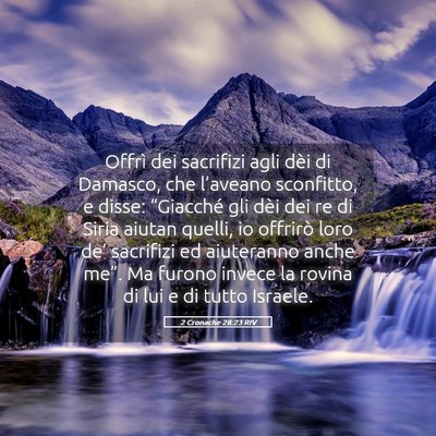 Picture 05 - 2 Cronache 28:23 RIV - Offrì dei sacrifizi agli dèi di Damasco, che - Bible Verse Picture