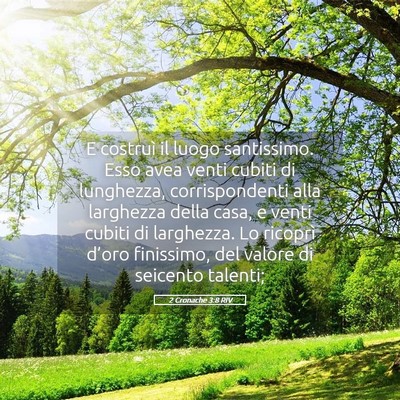 Picture 05 - 2 Cronache 3:8 RIV - E costruì il luogo santissimo. Esso avea venti - Bible Verse Picture