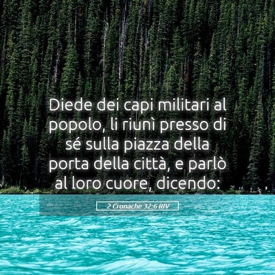 Picture 05 - 2 Cronache 32:6 RIV - Diede dei capi militari al popolo, li riunì - Bible Verse Picture