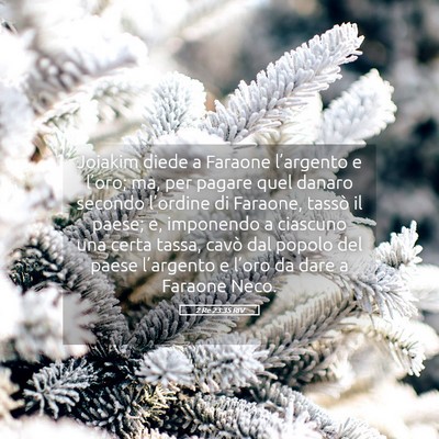 Picture 05 - 2 Re 23:35 RIV - Joiakim diede a Faraone l’argento e l’oro; - Bible Verse Picture