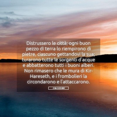 Picture 05 - 2 Re 3:25 RIV - Distrussero le città; ogni buon pezzo di terra - Bible Verse Picture