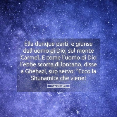 Picture 05 - 2 Re 4:25 RIV - Ella dunque partì, e giunse dall’uomo di Dio, - Bible Verse Picture