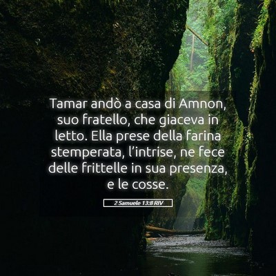 Picture 05 - 2 Samuele 13:8 RIV - Tamar andò a casa di Amnon, suo fratello, che - Bible Verse Picture