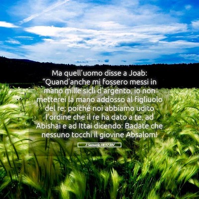 Picture 05 - 2 Samuele 18:12 RIV - Ma quell’uomo disse a Joab: “Quand’anche mi - Bible Verse Picture