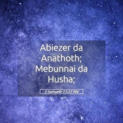 Picture 05 - 2 Samuele 23:27 RIV - Abiezer da Anathoth; Mebunnai da - Bible Verse Picture
