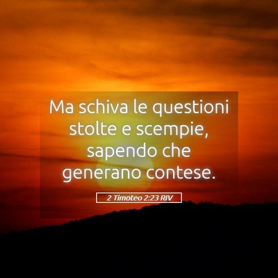 Picture 05 - 2 Timoteo 2:23 RIV - Ma schiva le questioni stolte e scempie, sapendo - Bible Verse Picture