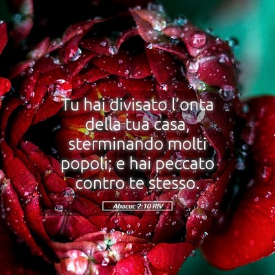 Picture 05 - Abacuc 2:10 RIV - Tu hai divisato l’onta della tua casa, - Bible Verse Picture