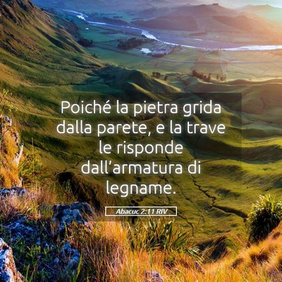 Picture 05 - Abacuc 2:11 RIV - Poiché la pietra grida dalla parete, e la trave - Bible Verse Picture