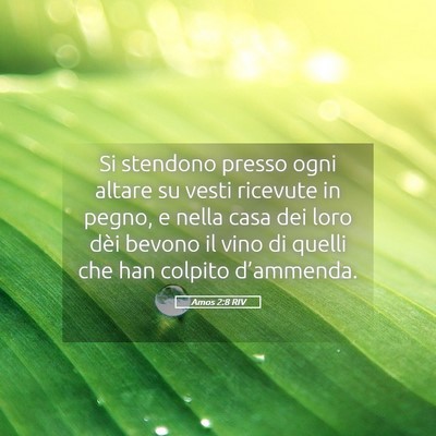 Picture 05 - Amos 2:8 RIV - Si stendono presso ogni altare su vesti ricevute - Bible Verse Picture