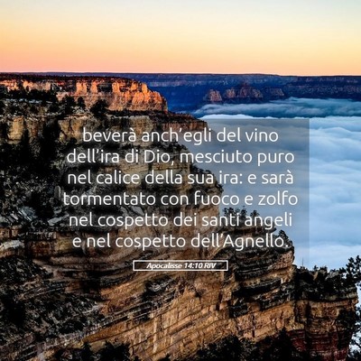 Picture 05 - Apocalisse 14:10 RIV - beverà anch’egli del vino dell’ira di Dio, - Bible Verse Picture