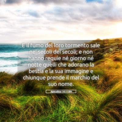 Picture 05 - Apocalisse 14:11 RIV - E il fumo del loro tormento sale ne’ secoli dei - Bible Verse Picture