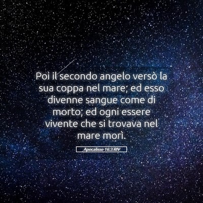 Picture 05 - Apocalisse 16:3 RIV - Poi il secondo angelo versò la sua coppa nel - Bible Verse Picture