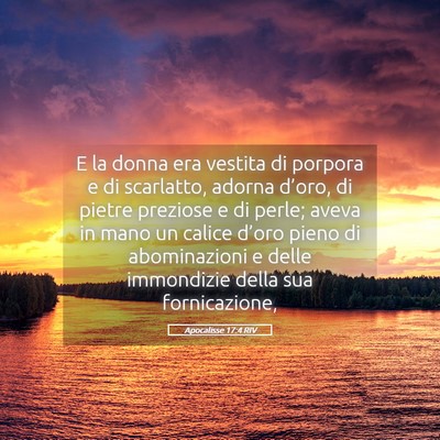 Picture 05 - Apocalisse 17:4 RIV - E la donna era vestita di porpora e di scarlatto, - Bible Verse Picture