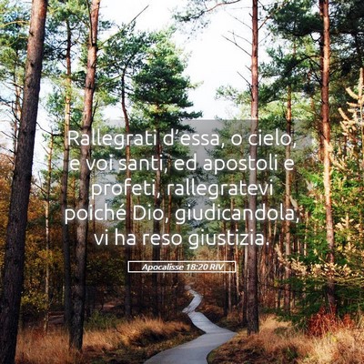 Picture 05 - Apocalisse 18:20 RIV - Rallegrati d’essa, o cielo, e voi santi, ed - Bible Verse Picture
