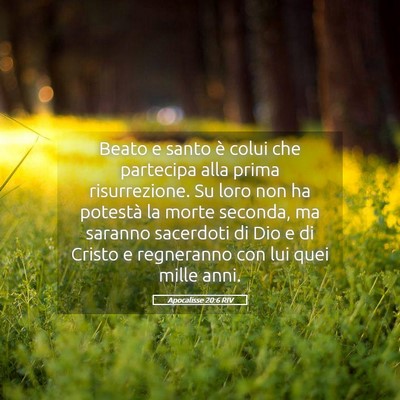 Picture 05 - Apocalisse 20:6 RIV - Beato e santo è colui che partecipa alla prima - Bible Verse Picture
