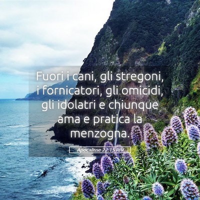 Picture 05 - Apocalisse 22:15 RIV - Fuori i cani, gli stregoni, i fornicatori, gli - Bible Verse Picture