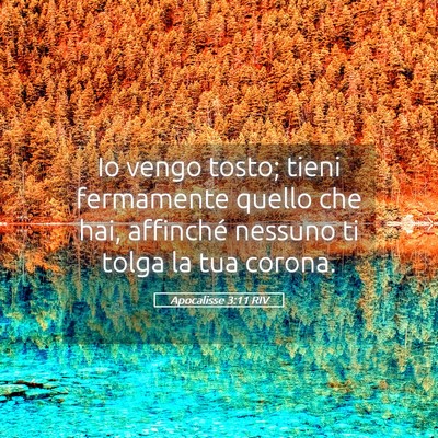 Picture 05 - Apocalisse 3:11 RIV - Io vengo tosto; tieni fermamente quello che hai, - Bible Verse Picture