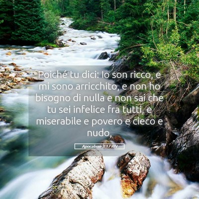 Picture 05 - Apocalisse 3:17 RIV - Poiché tu dici: Io son ricco, e mi sono - Bible Verse Picture