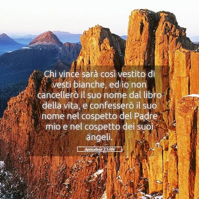 Picture 05 - Apocalisse 3:5 RIV - Chi vince sarà così vestito di vesti bianche, - Bible Verse Picture