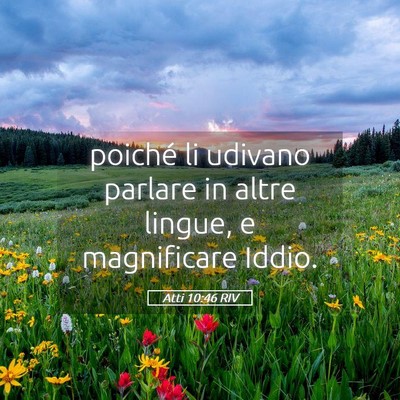 Picture 05 - Atti 10:46 RIV - poiché li udivano parlare in altre lingue, e - Bible Verse Picture