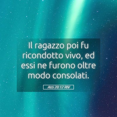Picture 05 - Atti 20:12 RIV - Il ragazzo poi fu ricondotto vivo, ed essi ne - Bible Verse Picture