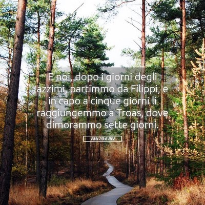 Picture 05 - Atti 20:6 RIV - E noi, dopo i giorni degli azzimi, partimmo da - Bible Verse Picture
