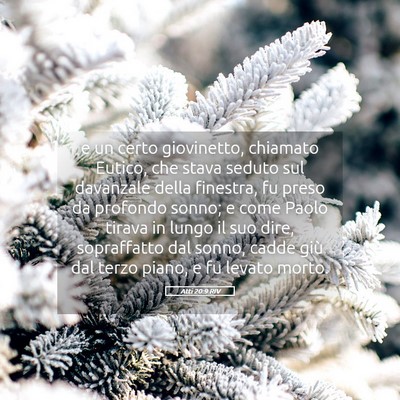 Picture 05 - Atti 20:9 RIV - e un certo giovinetto, chiamato Eutico, che stava - Bible Verse Picture