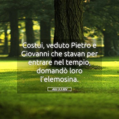Picture 05 - Atti 3:3 RIV - Costui, veduto Pietro e Giovanni che stavan per - Bible Verse Picture