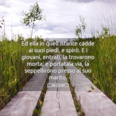 Picture 05 - Atti 5:10 RIV - Ed ella in quell’istante cadde ai suoi piedi, e - Bible Verse Picture