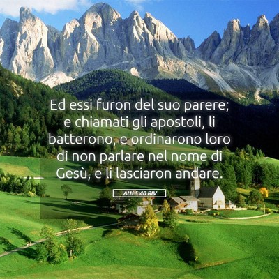 Picture 05 - Atti 5:40 RIV - Ed essi furon del suo parere; e chiamati gli - Bible Verse Picture