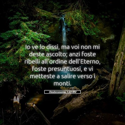 Picture 05 - Deuteronomio 1:43 RIV - Io ve lo dissi, ma voi non mi deste ascolto; anzi - Bible Verse Picture