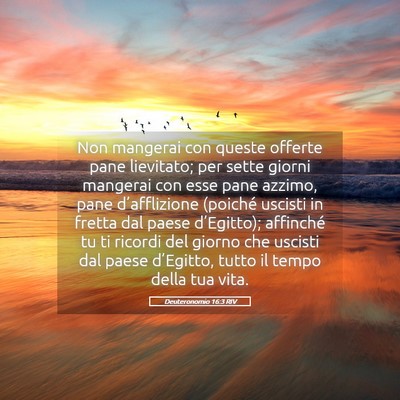 Picture 05 - Deuteronomio 16:3 RIV - Non mangerai con queste offerte pane lievitato; - Bible Verse Picture