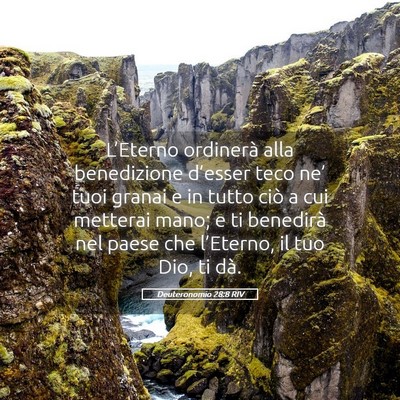 Picture 05 - Deuteronomio 28:8 RIV - L’Eterno ordinerà alla benedizione d’esser - Bible Verse Picture