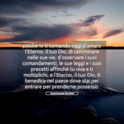 Picture 05 - Deuteronomio 30:16 RIV - poiché io ti comando oggi d’amare l’Eterno, - Bible Verse Picture