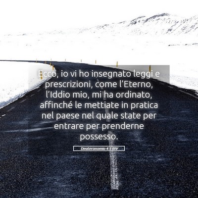 Picture 05 - Deuteronomio 4:5 RIV - Ecco, io vi ho insegnato leggi e prescrizioni, - Bible Verse Picture